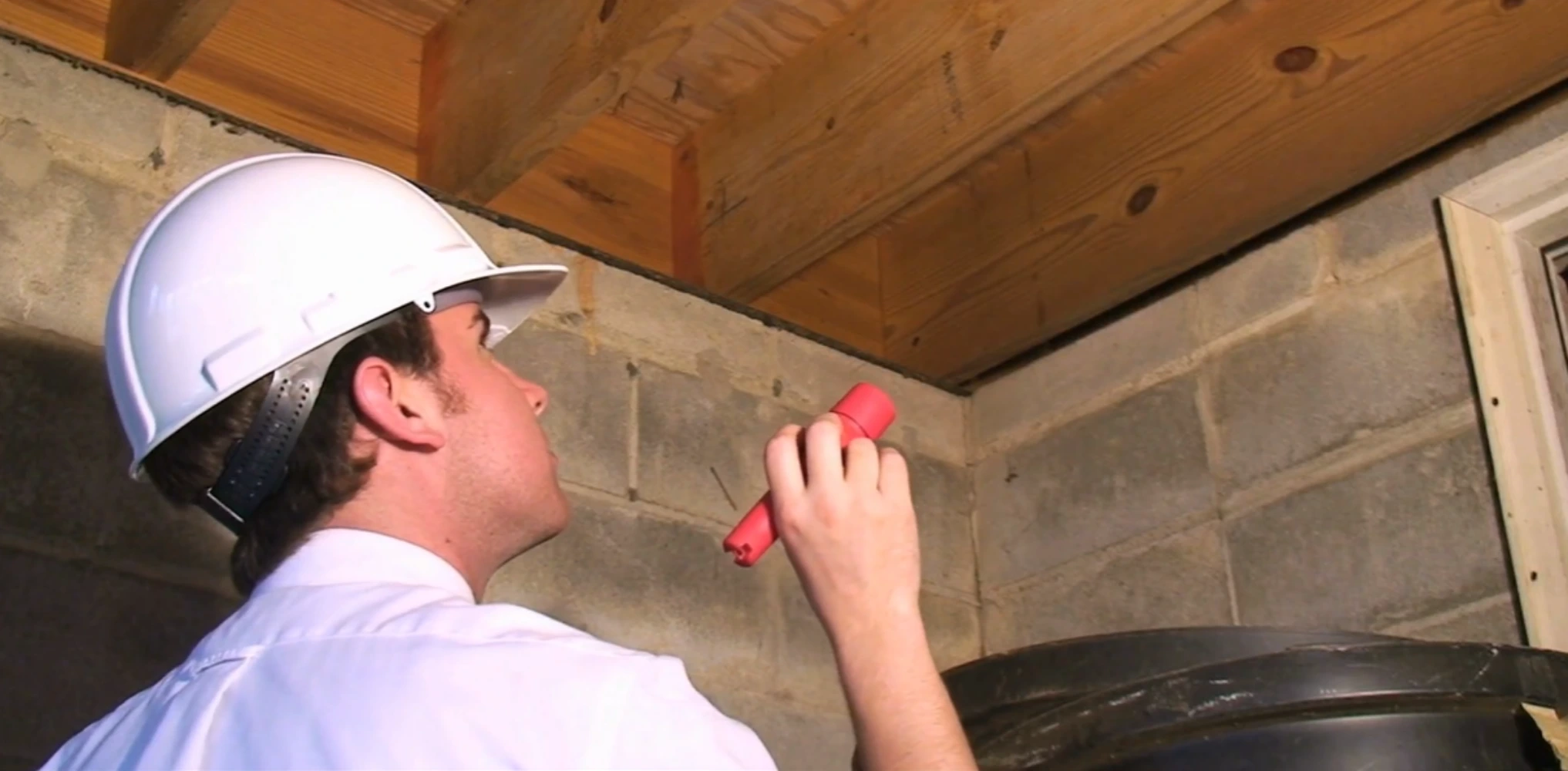 Bat removal inspection technician sealing entry points on Troy Michigan home